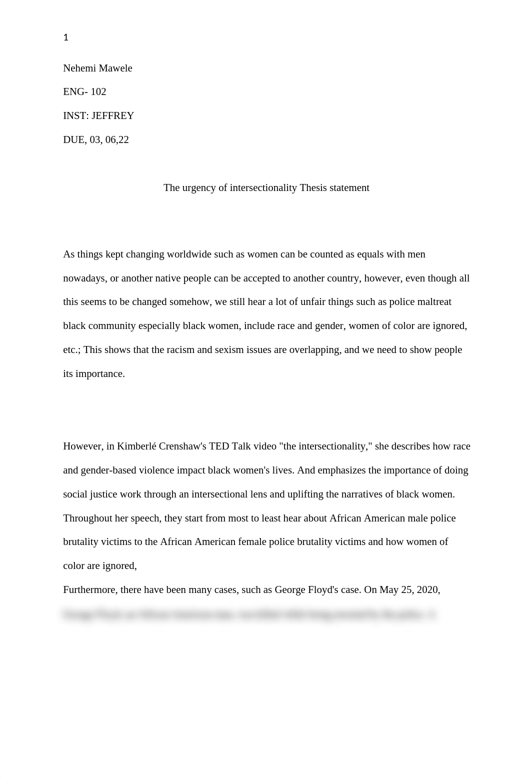 The urgency of intersectionality Thesis statement    .docx_d4vvli5nc7e_page1