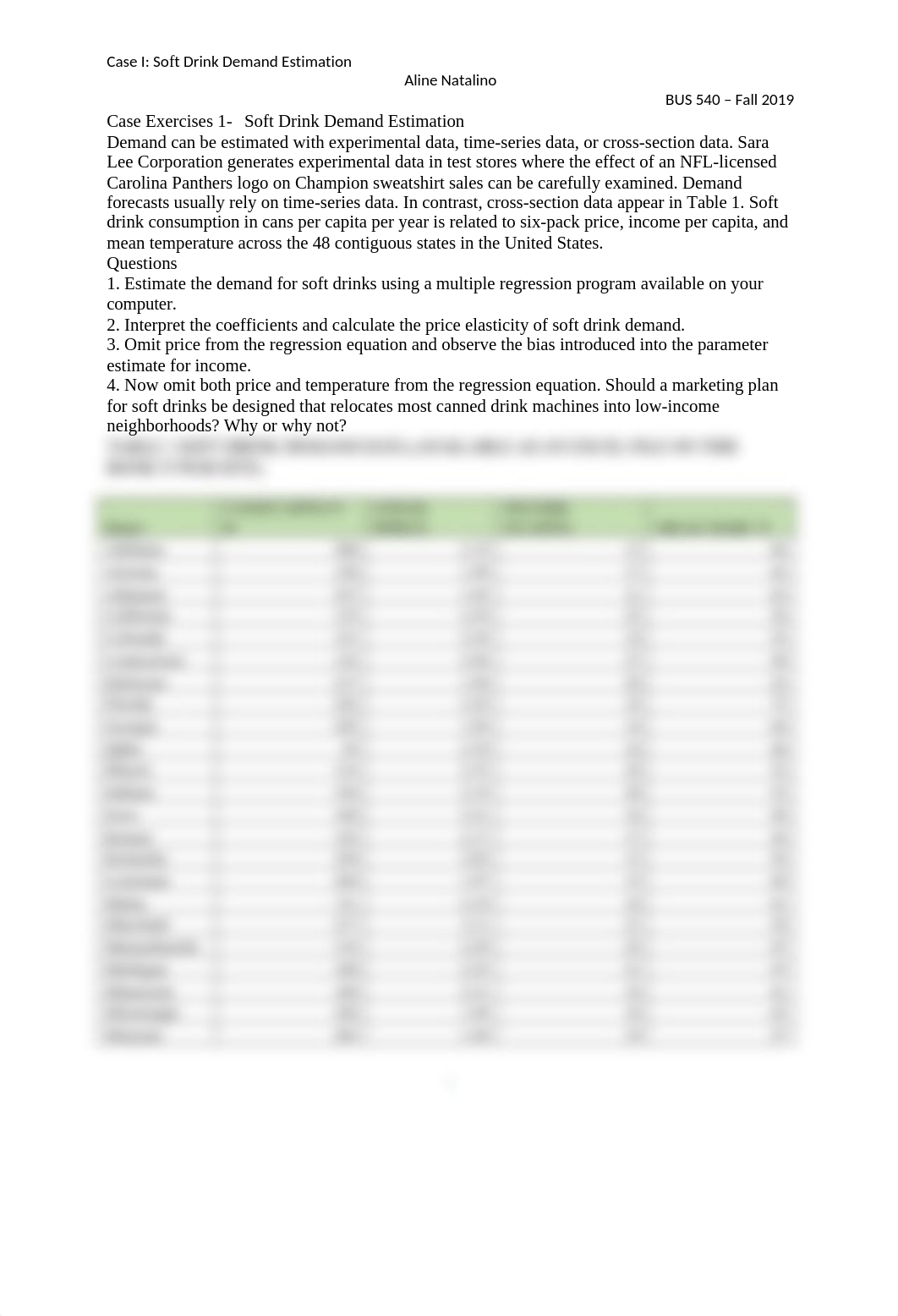 BUS 540 - Case Study I - Soft Drink Demand Estimation_Aline Natalino.docx_d4w4k56p18x_page1