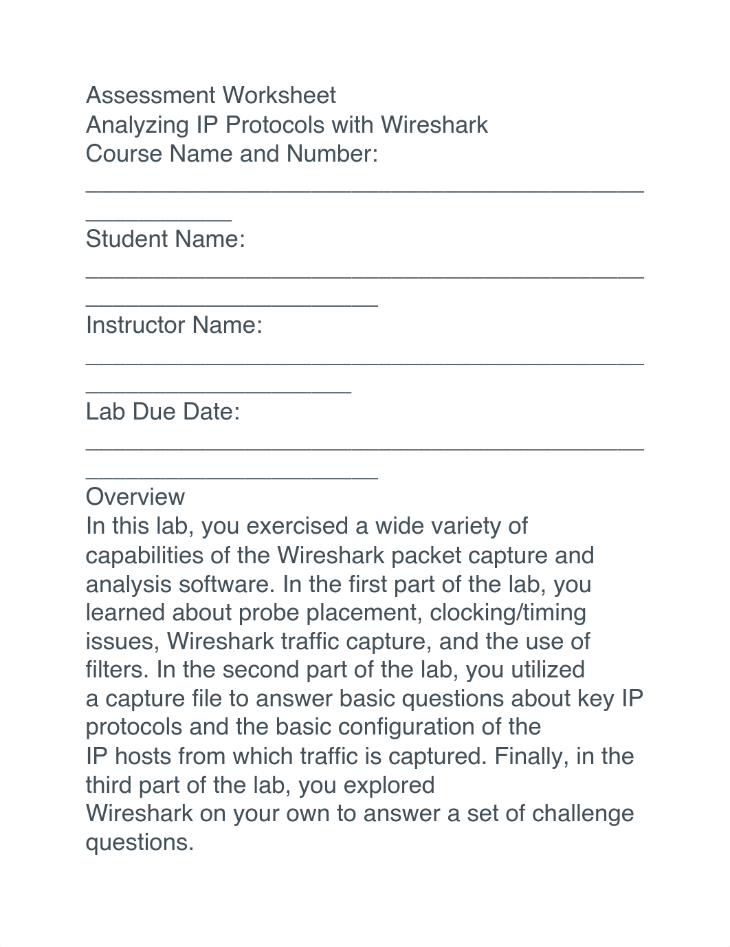 Assessment Worksheet Analyzing IP Protocols with Wireshark .pdf_d4y8i6nux5k_page1