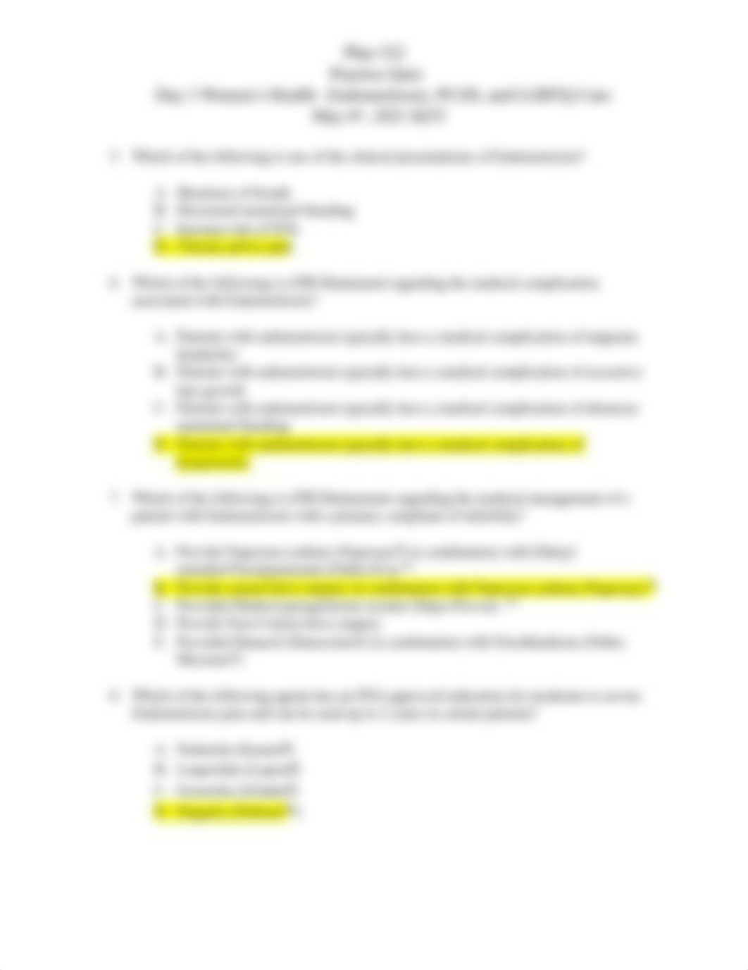 Day 3 Women's Health Practice Quiz - Endometriosis PCOS and LGBTQ Care 2021 KEY .pdf_d4yu9x8dq70_page2