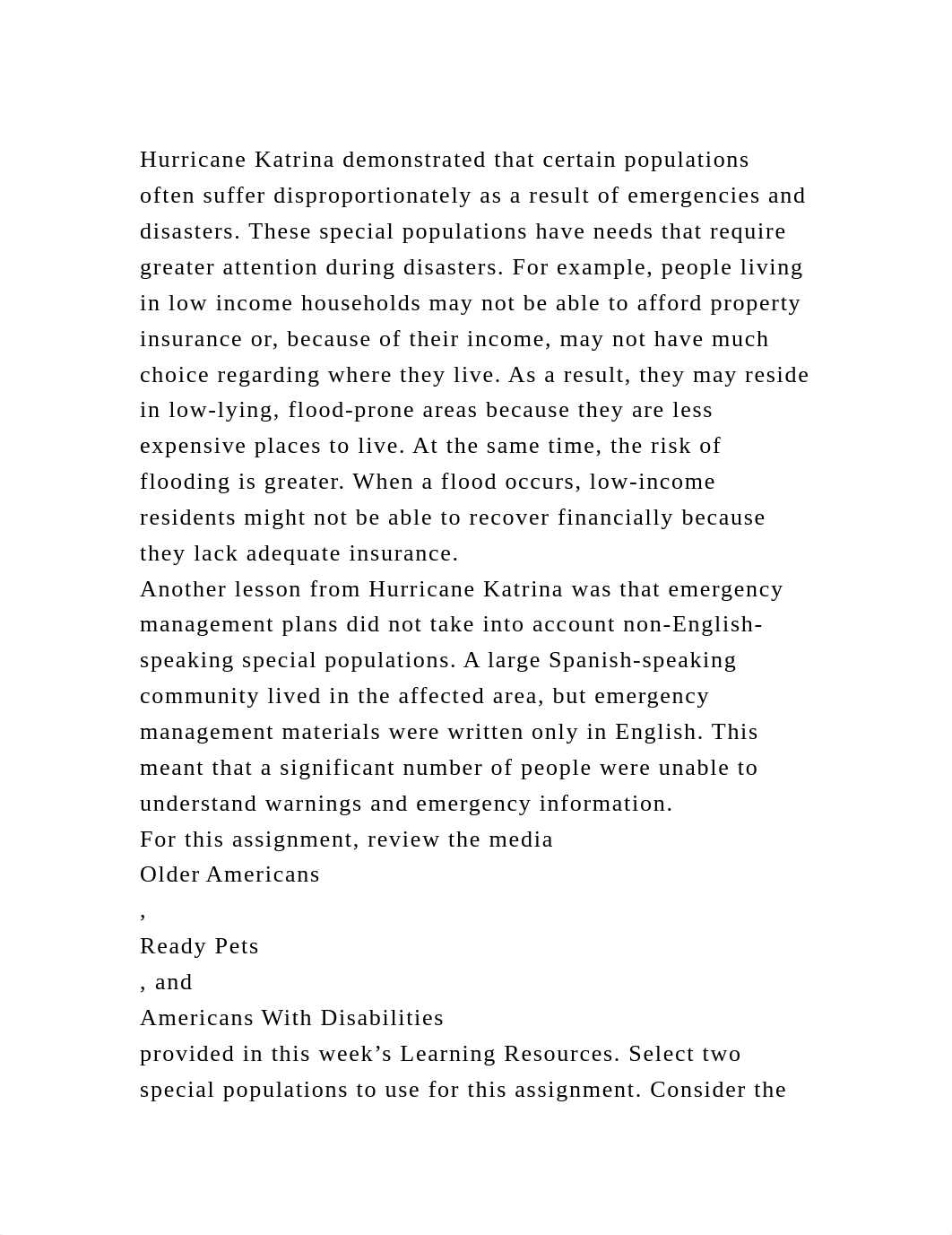 Hurricane Katrina demonstrated that certain populations often suffer.docx_d4z1w8pksyx_page1