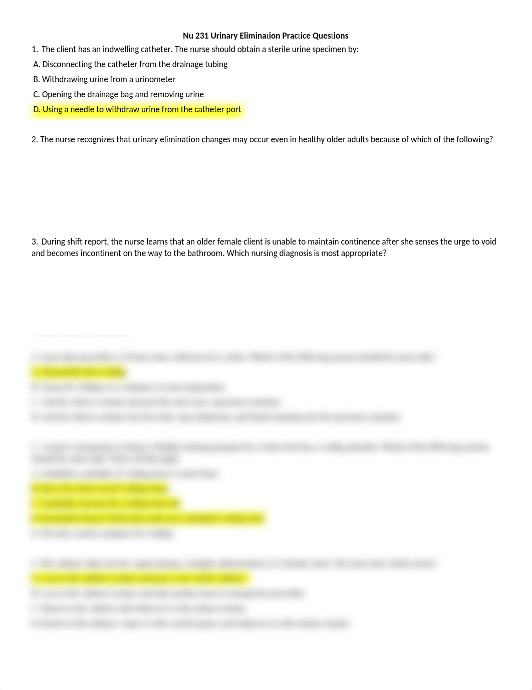 231 Urinary Elimination Questions.docx_d4zcy1h4dcz_page1