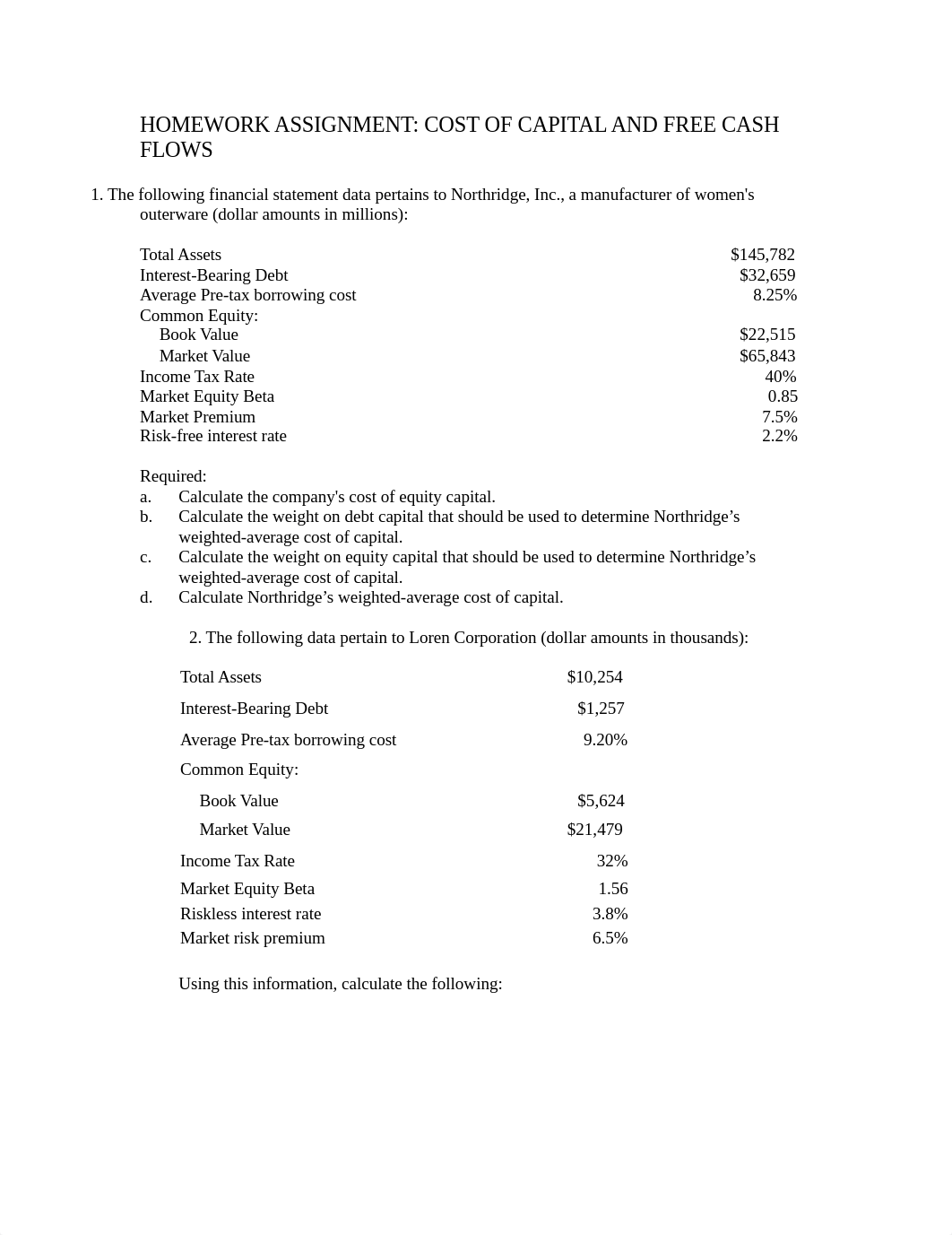 HOMEWORK ASSIGNMENT- COST OF CAPITAL AND FREE CASH FLOWS.docx_d4zl6tamq2m_page1