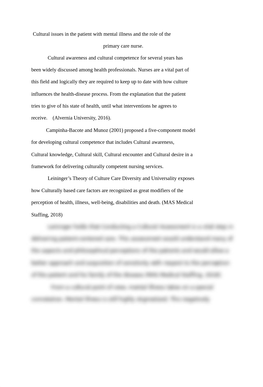 Cultural issues in the patient with mental illness and the role of the primary care nurse..docx_d4zpx9lw420_page1