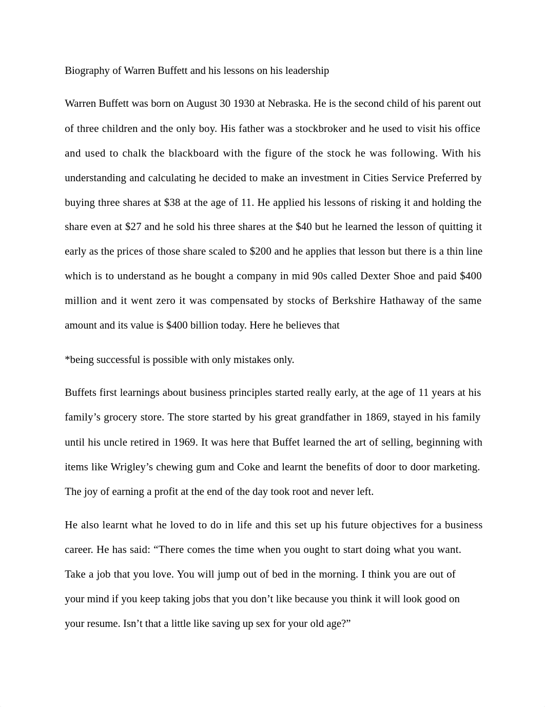 Biography of Warren Buffett and his lessons on his leadership apa format.docx_d4zycyiz9uy_page1