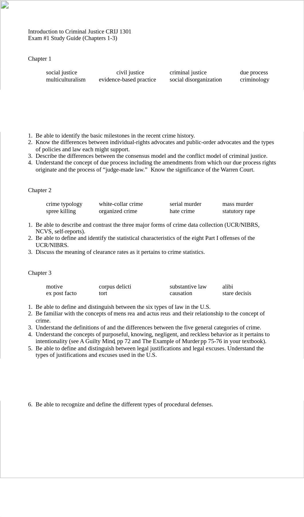 CRIJ1301_Exam1StudyGuide.docx_d50250luta3_page1