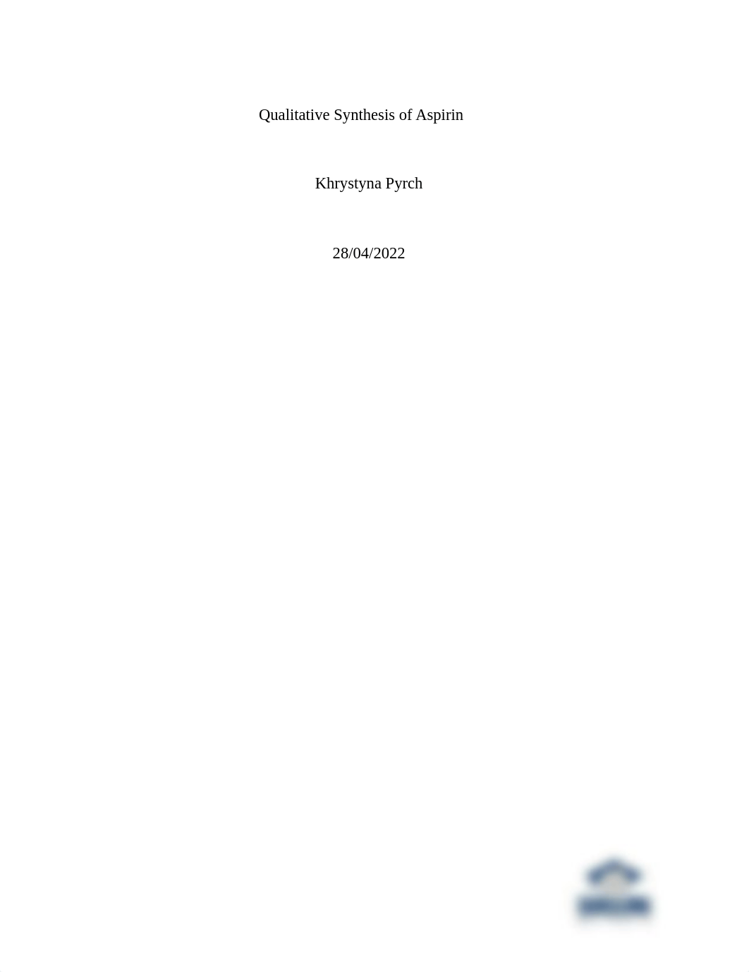 Synthesis of Aspirin Report (1) (1).docx_d50pq0dwet3_page1