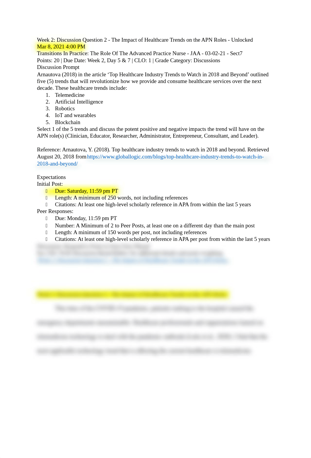 Week 2 Discussion Question 2 - The Impact of Healthcare Trends on the APN Roles .docx_d51m3cgki67_page1