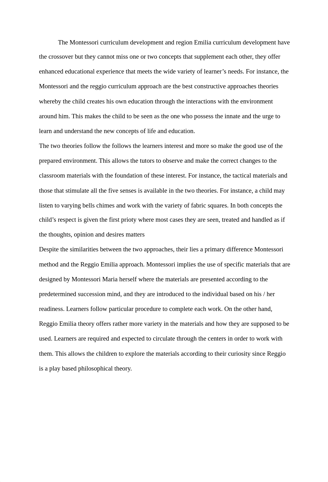 Contrast and comparison  Reggio Emilia and Maria Montessori curriculum  development.docx_d51nyevqzdv_page2