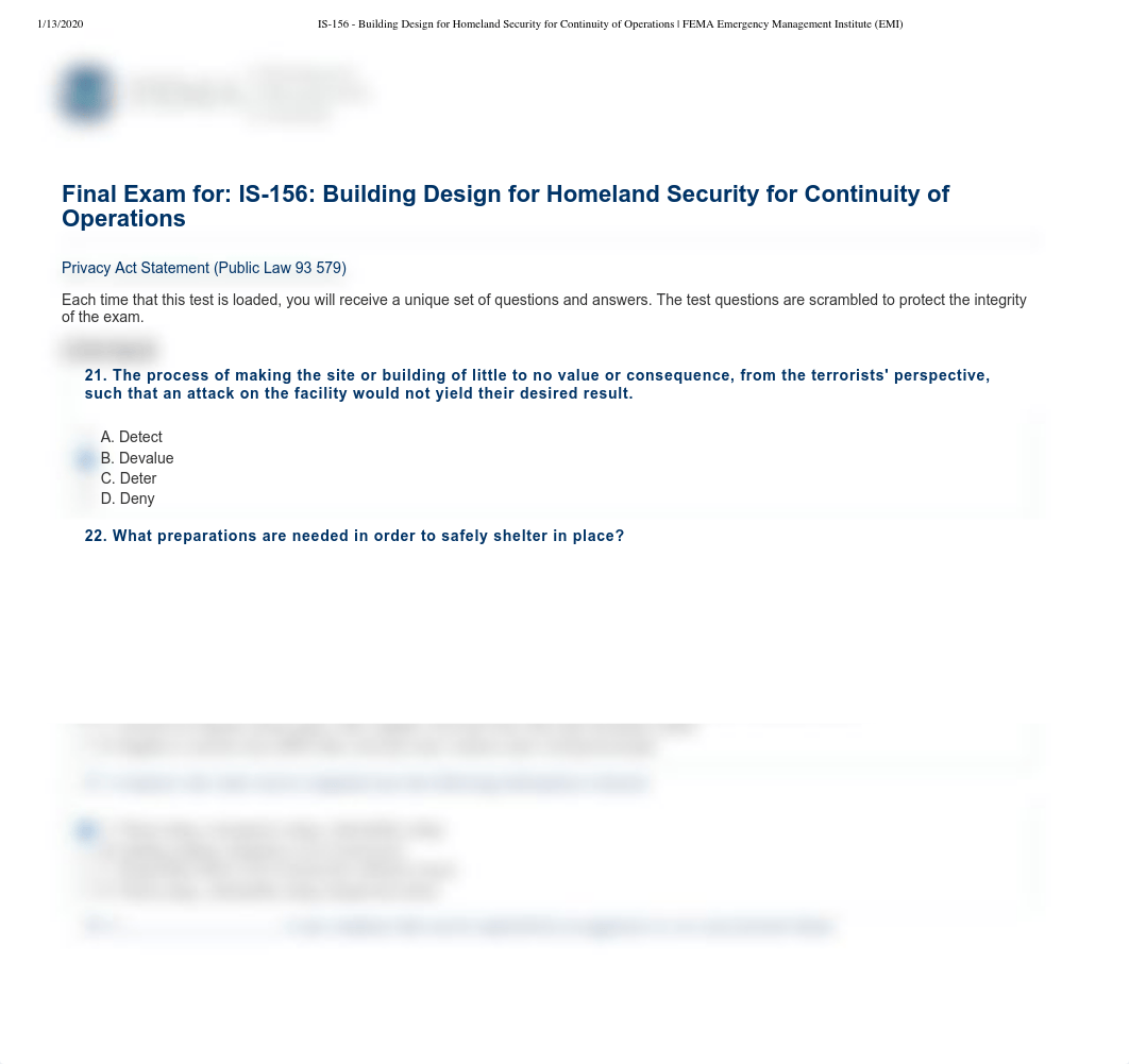 IS-156 - Building Design for Homeland Security for Continuity of Operations _ FEMA Emergency Managem_d5276txz0zz_page1