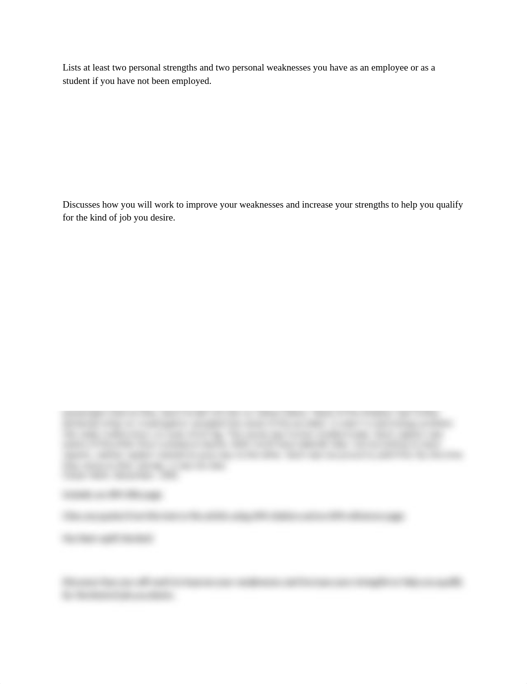 Lists at least two personal strengths and two personal weaknesses you have as an employee or as a st_d52aikzgjsc_page1