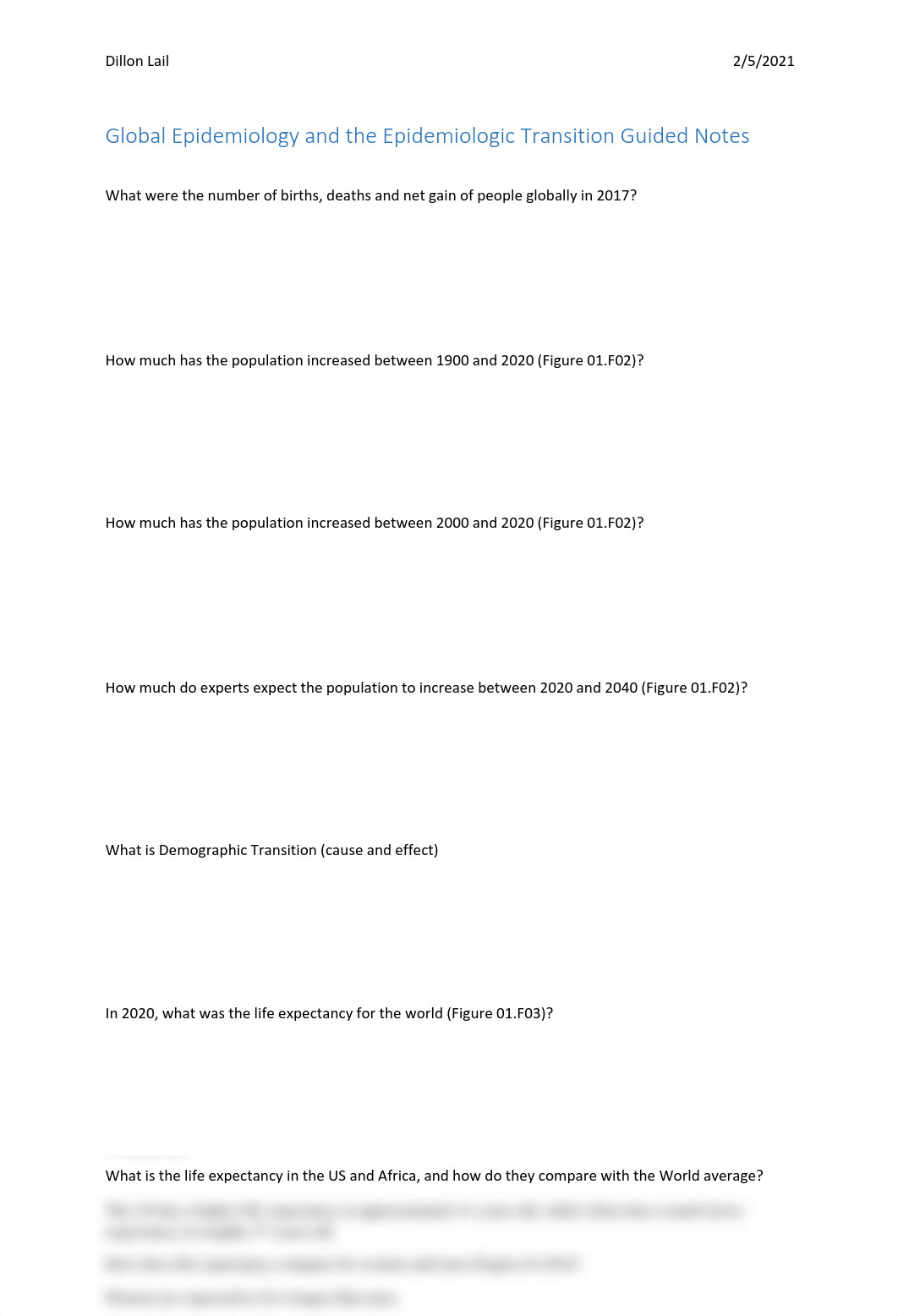 Guided Notes Global Epidemiology and the Epidemiologic Transition.pdf_d52v52ifaa2_page1