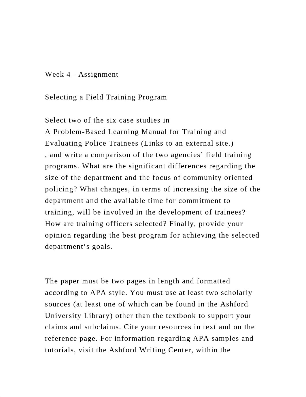 Week 4 - AssignmentSelecting a Field Training ProgramSel.docx_d53fzw7uwv6_page2