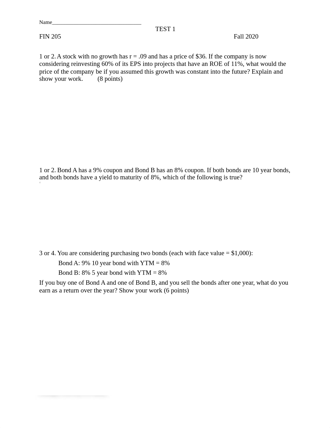 FIN205 Test 1 - Fall 2020 (answers).docx_d53mnram1k3_page1