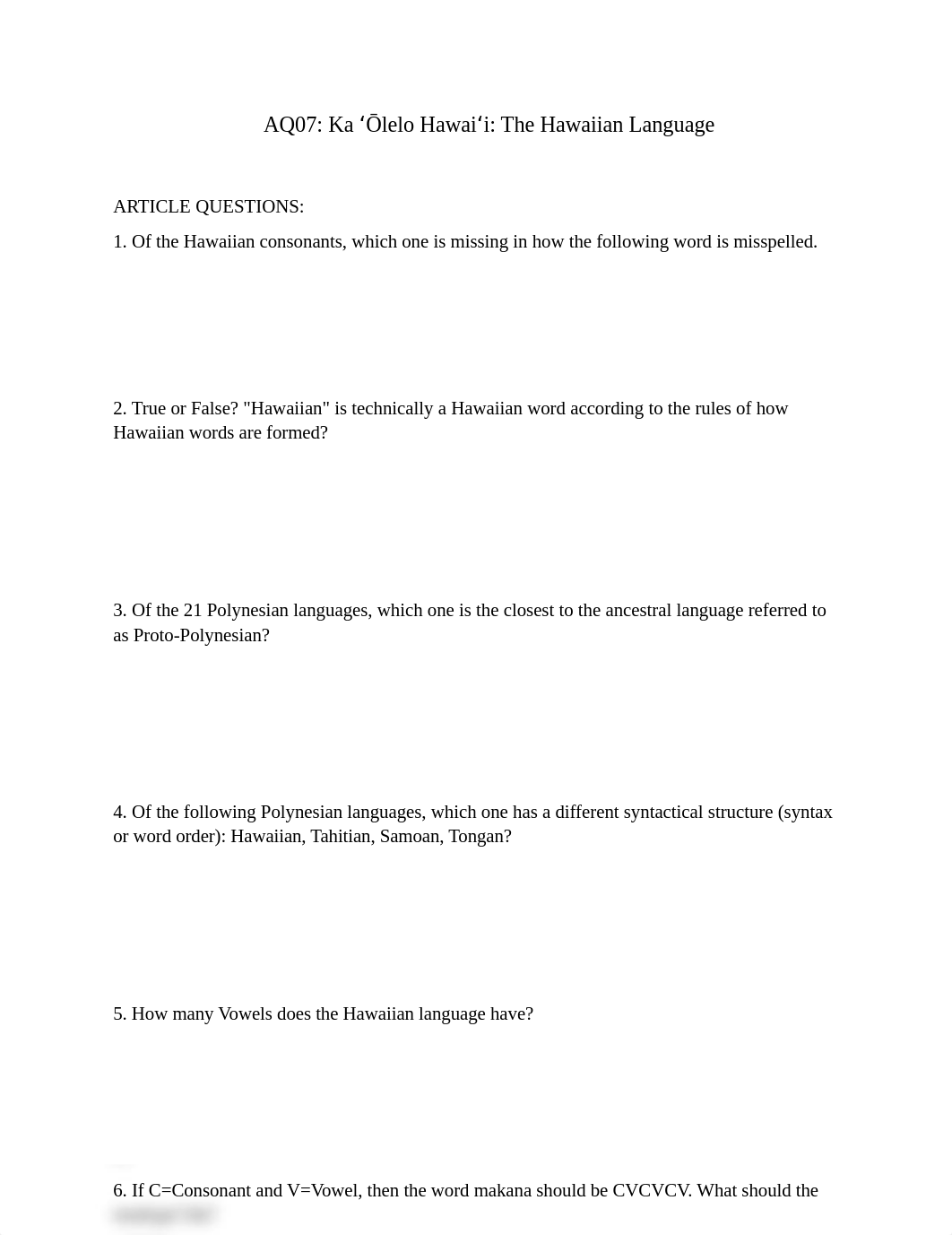 HWST 107 AQ7 Ka ʻŌlelo Hawaiʻi The Hawaiian Language.docx_d53qbznyg6m_page1