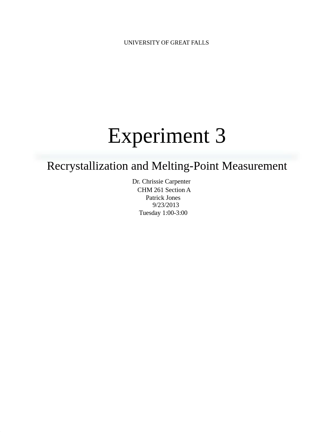 Organic Chemistry Lab 3 Recrystallyzation and MP_d540n3spk29_page1