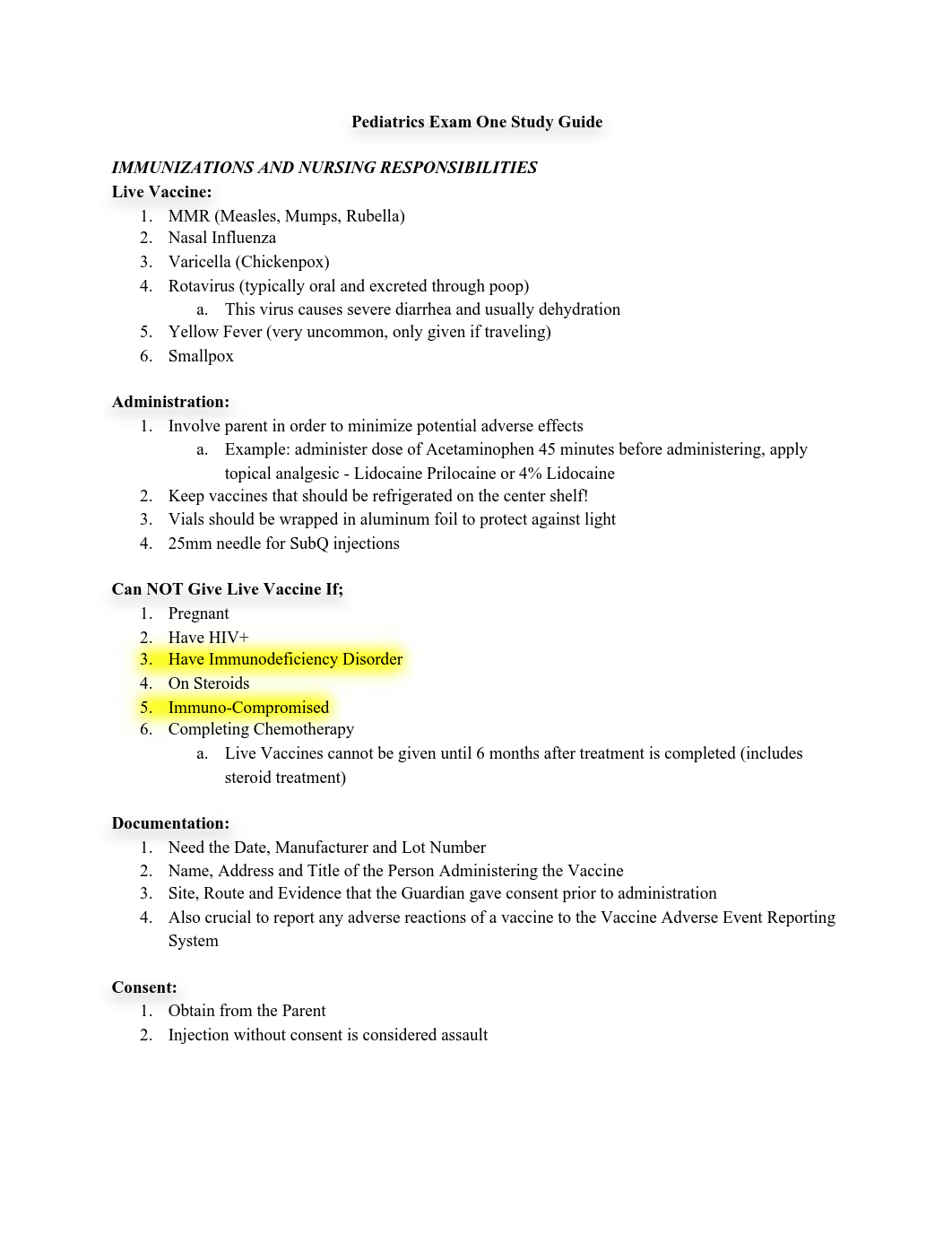Pediatrics Exam 1 Study Guide.pdf_d54dh19but2_page1