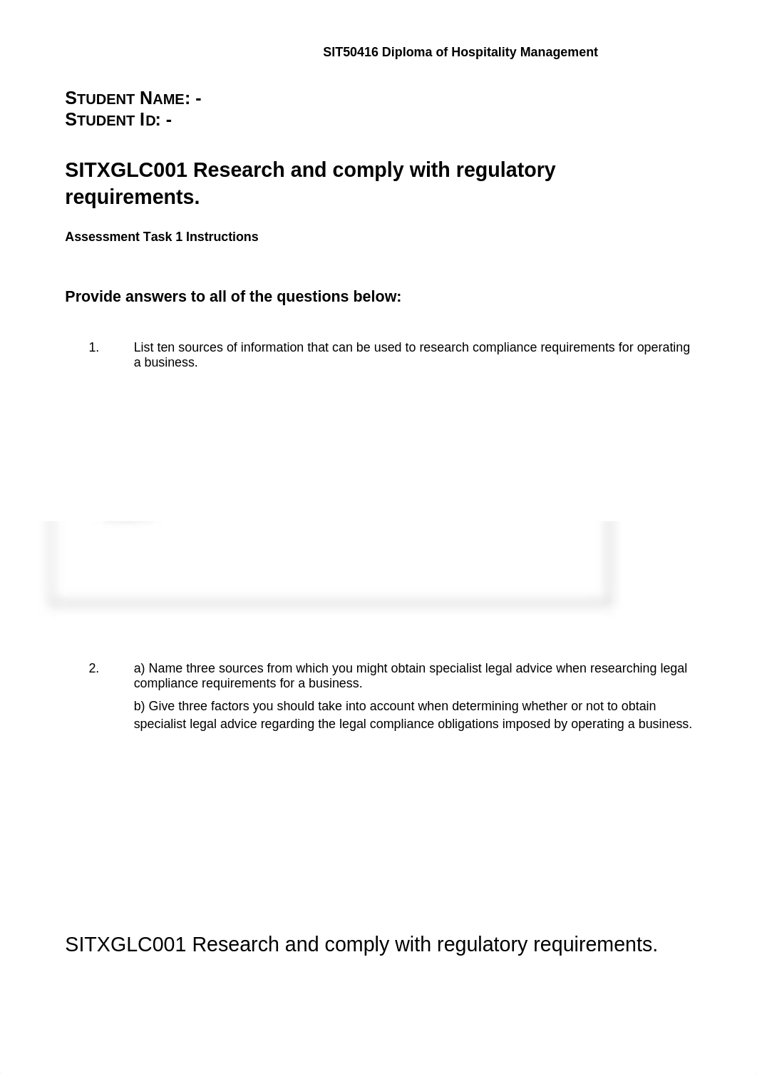 SITXGLC001 Research and comply with regulatory requirement new.docx_d556m3cprpg_page1