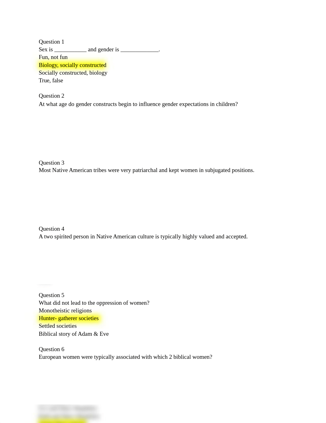 Quiz 1 (week 3) Sex & Gender, Native American, & Colonial Women.docx_d56lc1govfp_page1