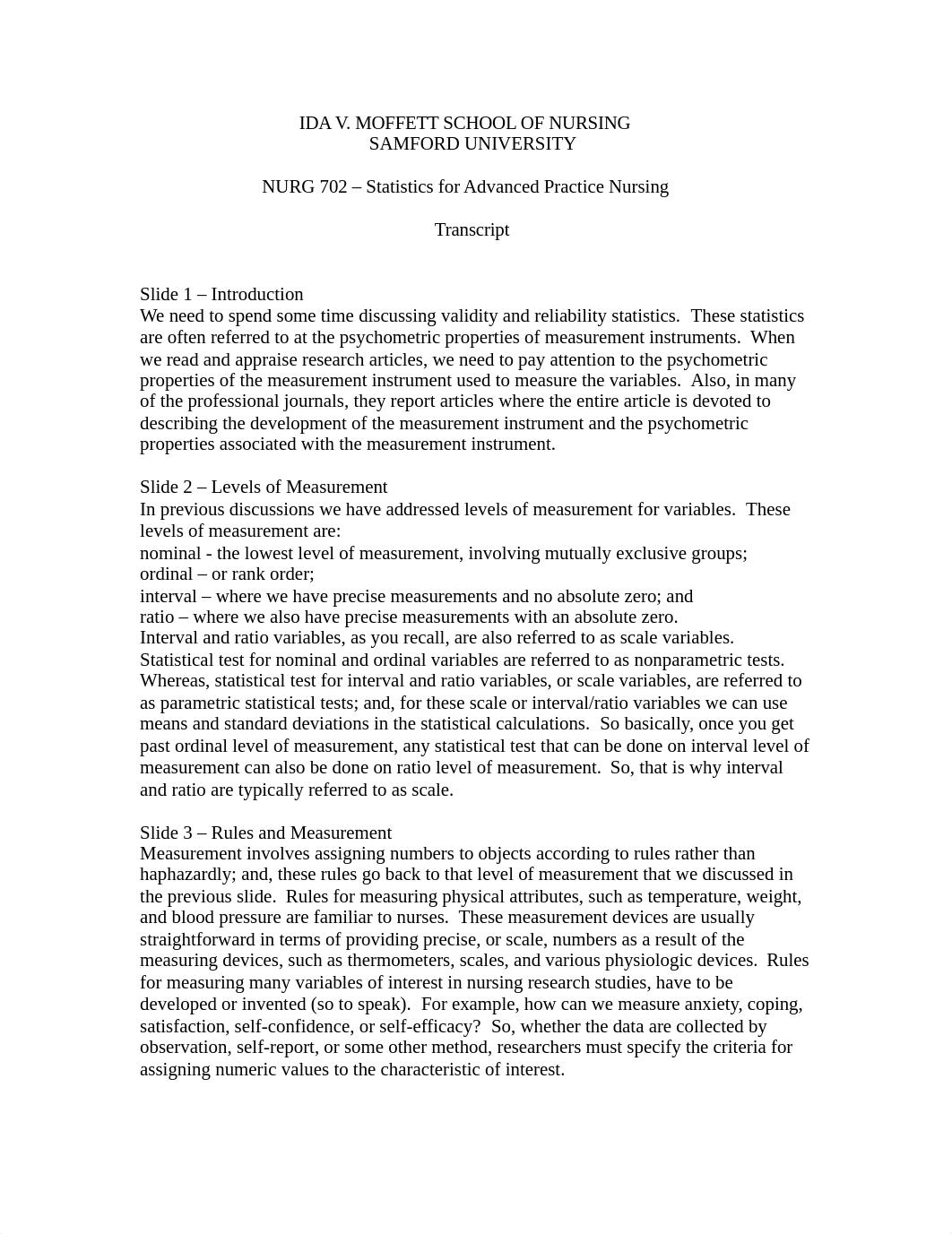 Validity and Reliability Statistics Transcript-1.docx_d577wokfmvf_page1