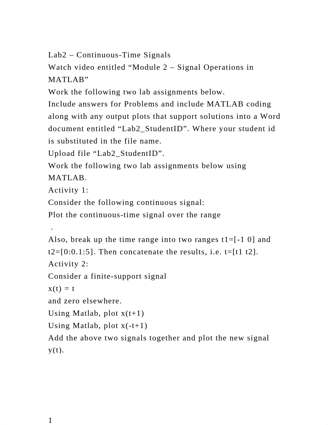 Lab2 - Continuous-Time SignalsWatch video entitled "Module 2 - Sig.docx_d583xkevq9a_page2