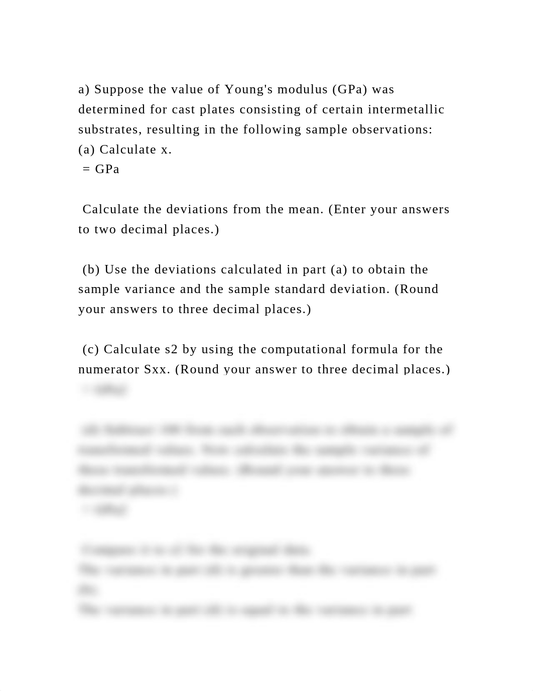 a) Suppose the value of Youngs modulus (GPa) was determined for cas.docx_d58axocmn8b_page2