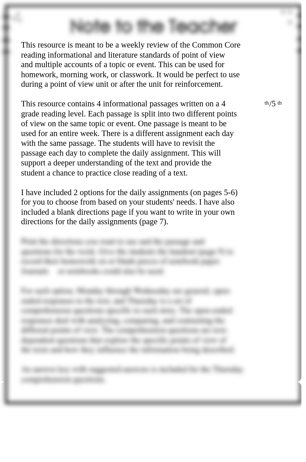 9 - Common Core Weekly Reading Homework {Set 9_ Point of View and Multiple Accounts}.pdf_d58cx3linhc_page3