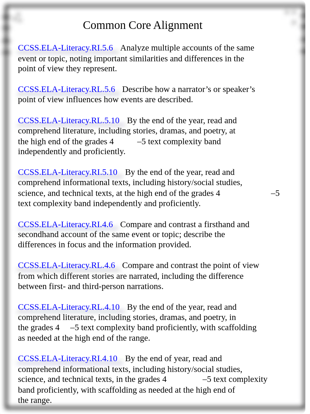 9 - Common Core Weekly Reading Homework {Set 9_ Point of View and Multiple Accounts}.pdf_d58cx3linhc_page2