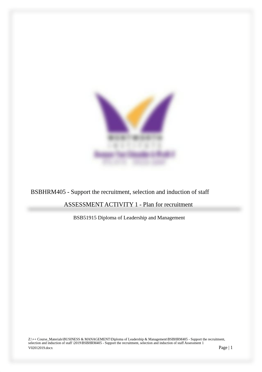 Support the recruitment, selection and induction of staff Assessment 1- Yawei Li(David) 170703.docx_d58hb77moq2_page1