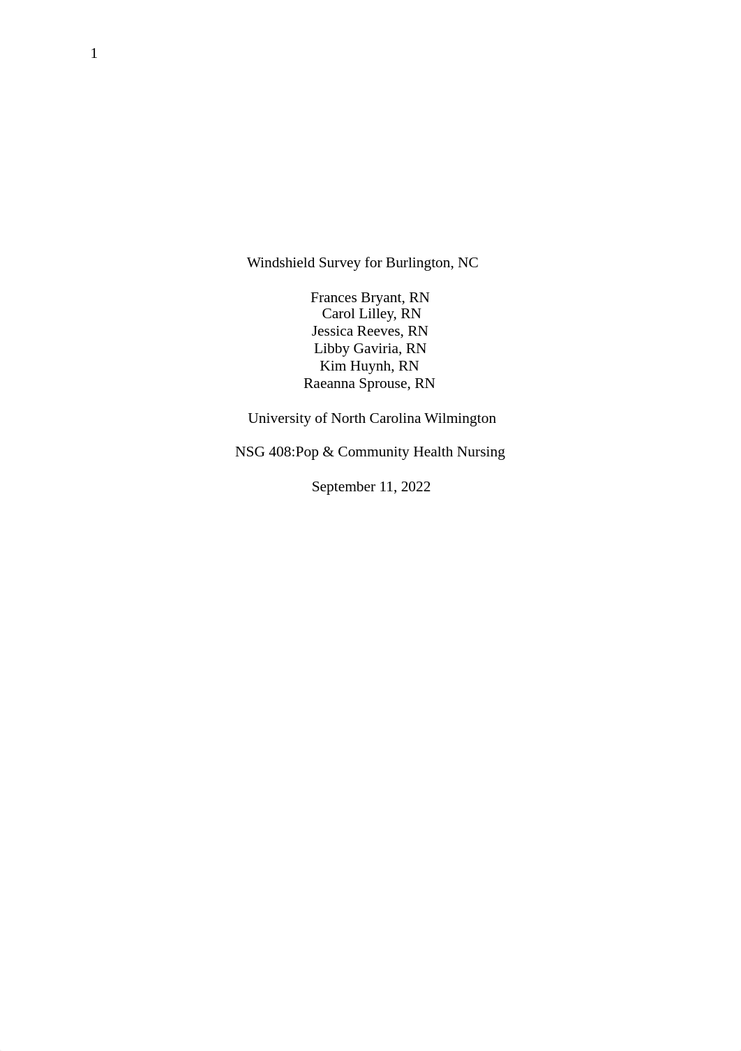 Windshield Survey for Burlington, NC .docx_d58lj3er80a_page1