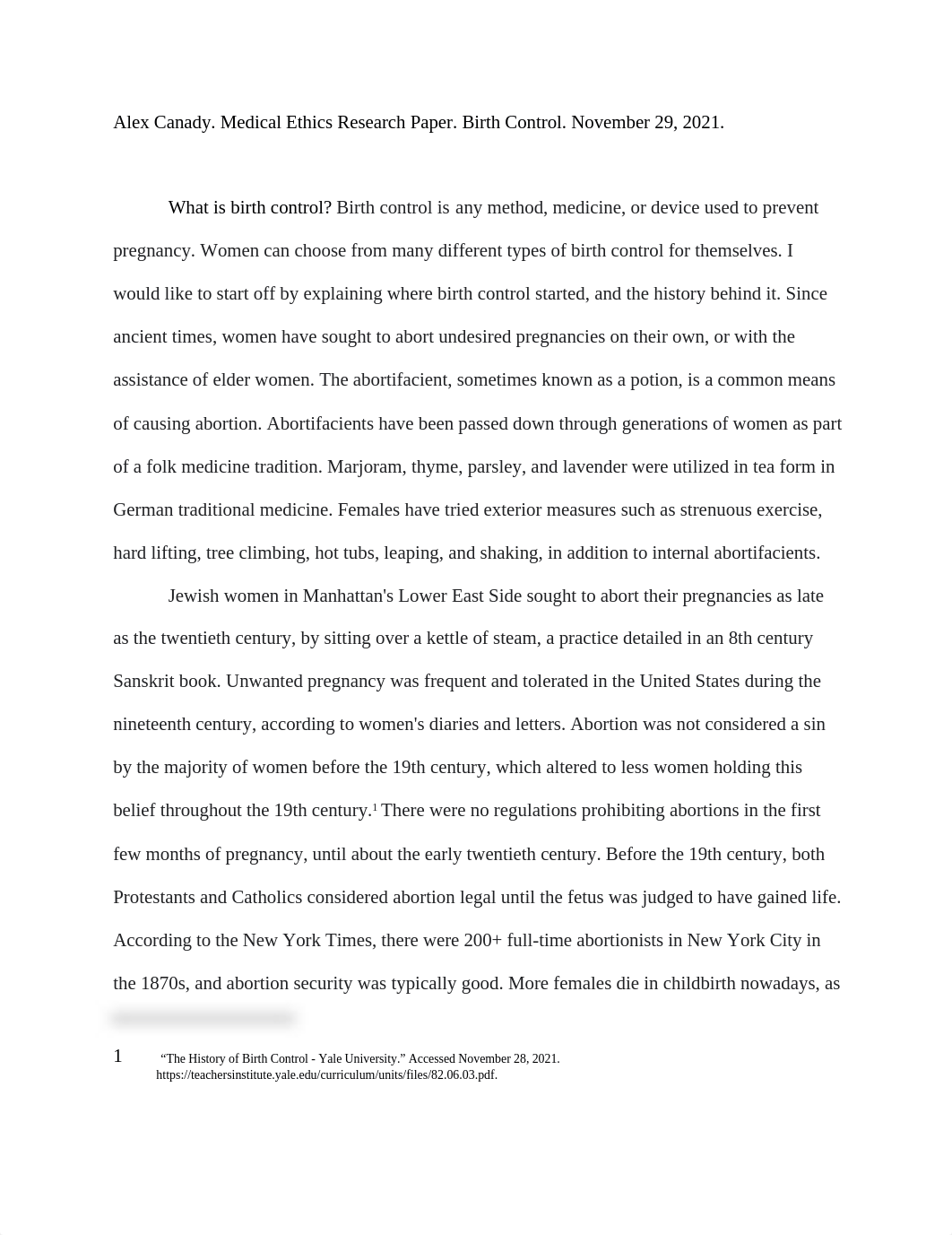 Birth Control Research Paper. Medical Ethics 430. .docx_d58p93t5u9e_page1