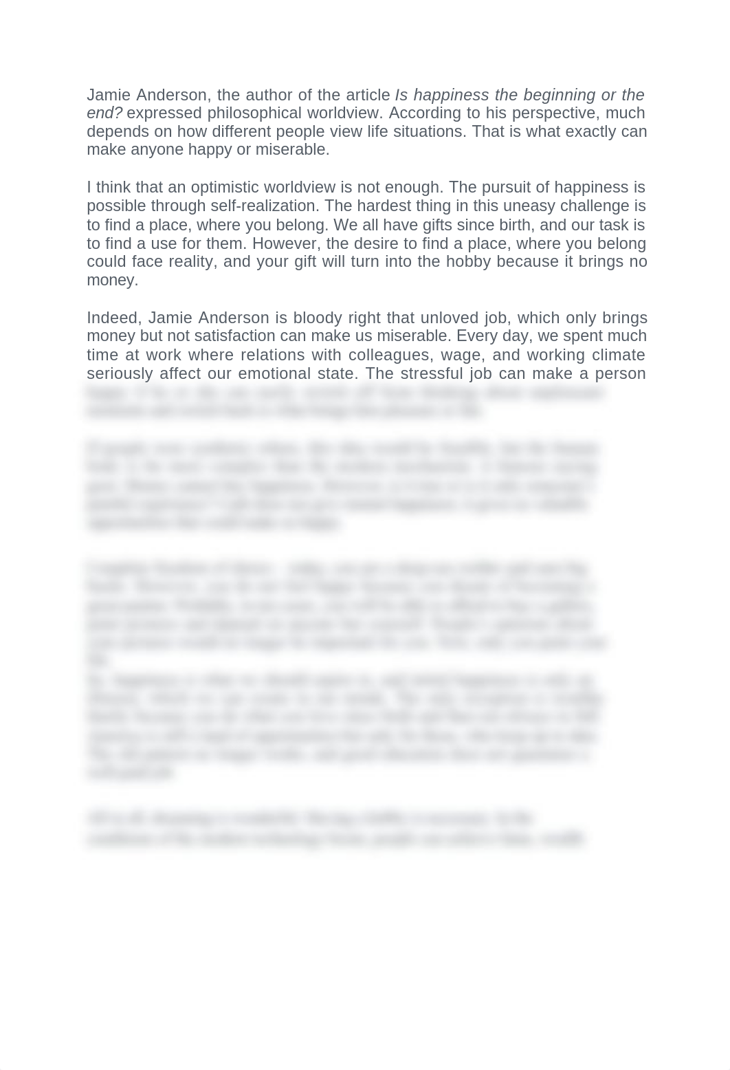 Unit -9 Is Happiness the Begining or the End Critical Anaylisis Essay.docx_d58unze88h3_page1