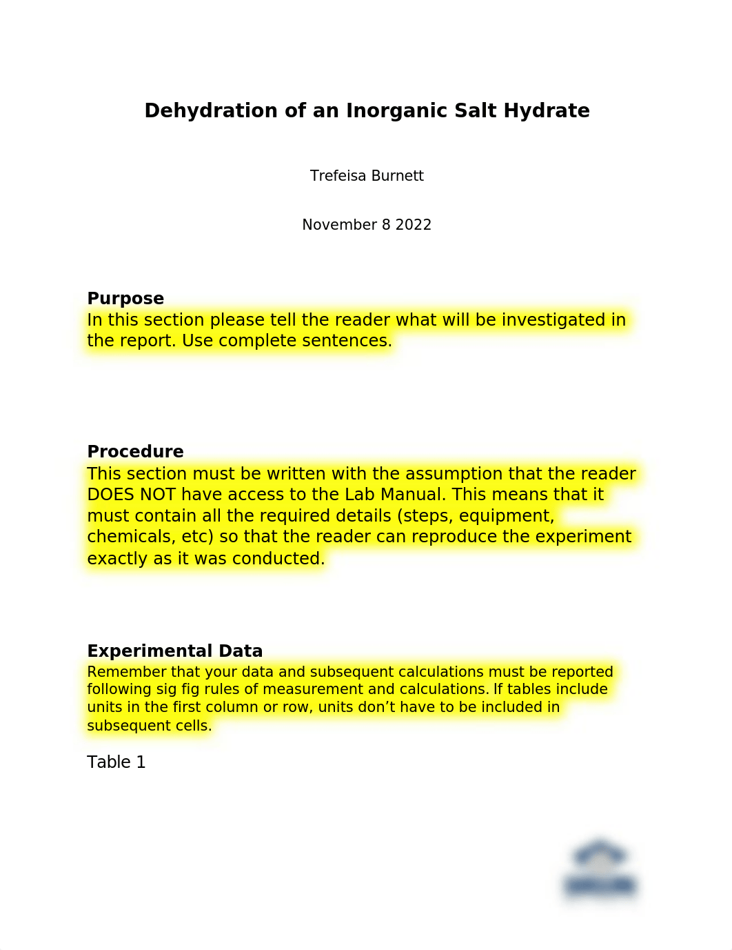 Chemistry M5 Lab 1-Dehydration of a Hydrate Lab Report dys (1).docx_d59dj6c52ha_page1