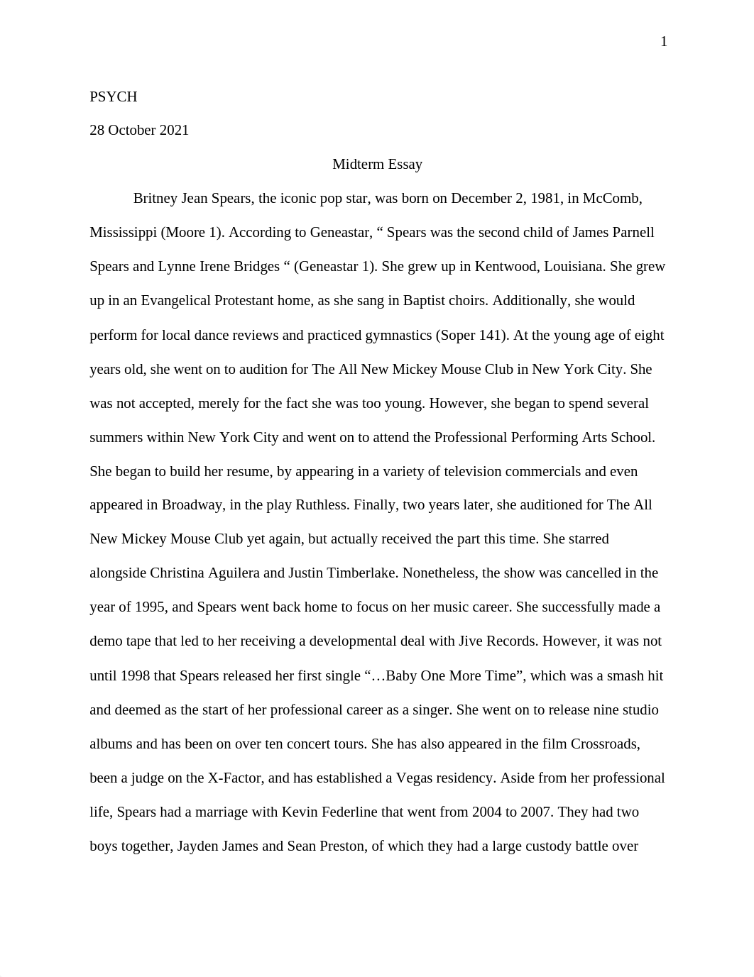 Midterm Essay-Britney Spears.docx_d5am9fngd4o_page1