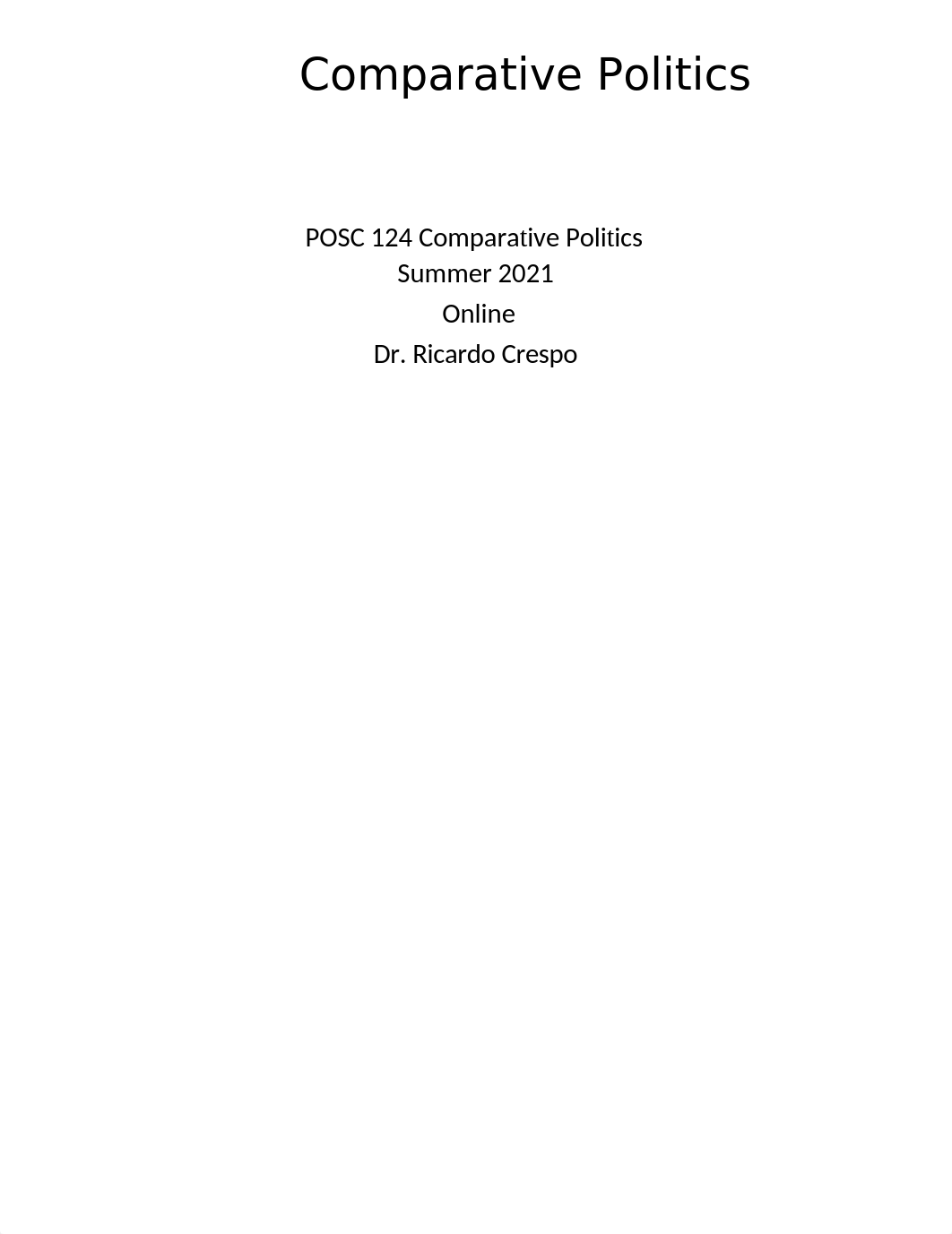 POSC 124 Introductory Lecture to Comparative Politics (Week One) Summer 2021.PDF_d5as7vn4h2s_page1