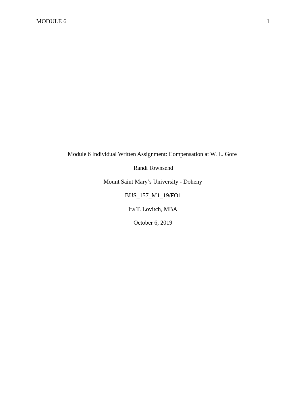 Module 6 Individual Written Assignment Compensation At W. L. Gore.docx_d5cidf0oka9_page1