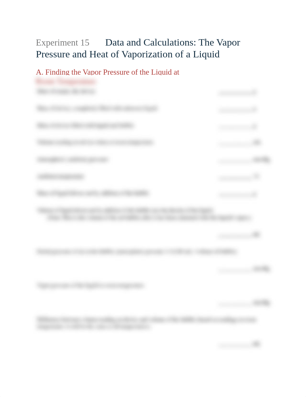 Experiment 15 The Vapor Pressure and Heat of Vaporization of a Liquid.pdf_d5ct4r8w6dp_page1