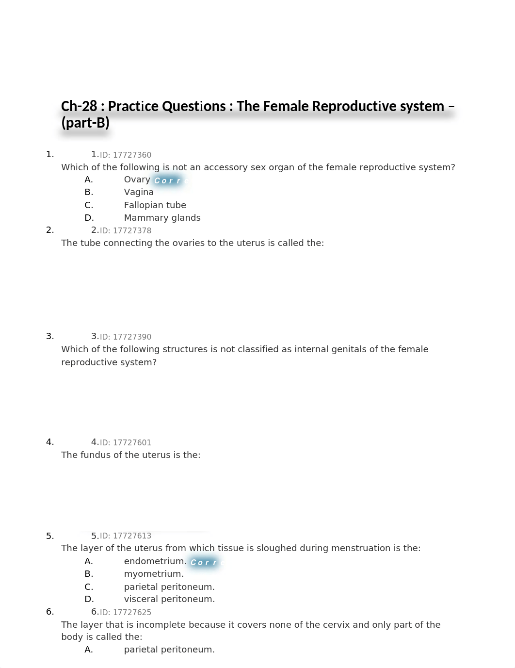 Ch-28 - Practice Questions - Female Reproductive System -(Part B).docx_d5cxdcoy4ia_page1