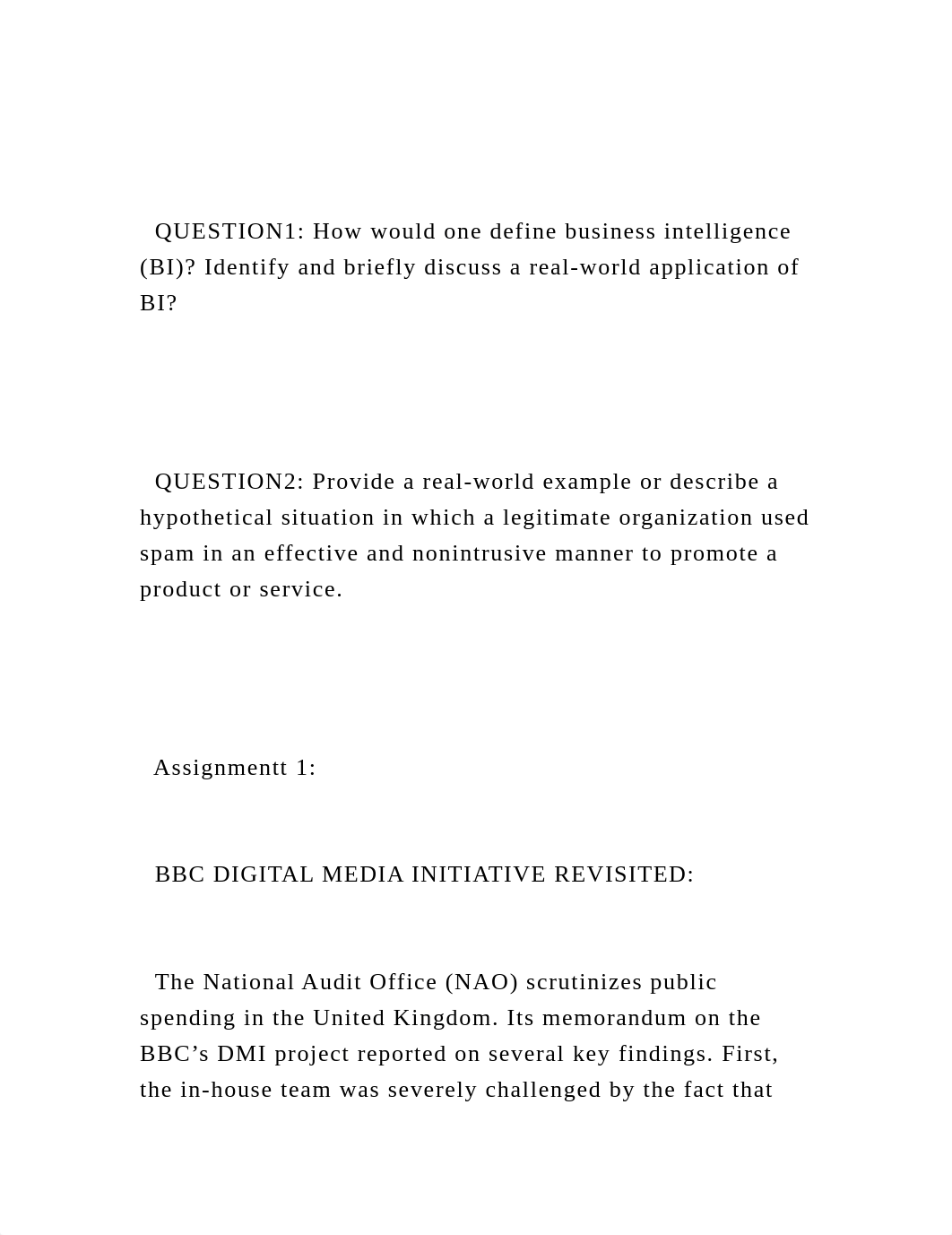 QUESTION1 How would one define business intelligence (BI) Ide.docx_d5dr1b5hak9_page2