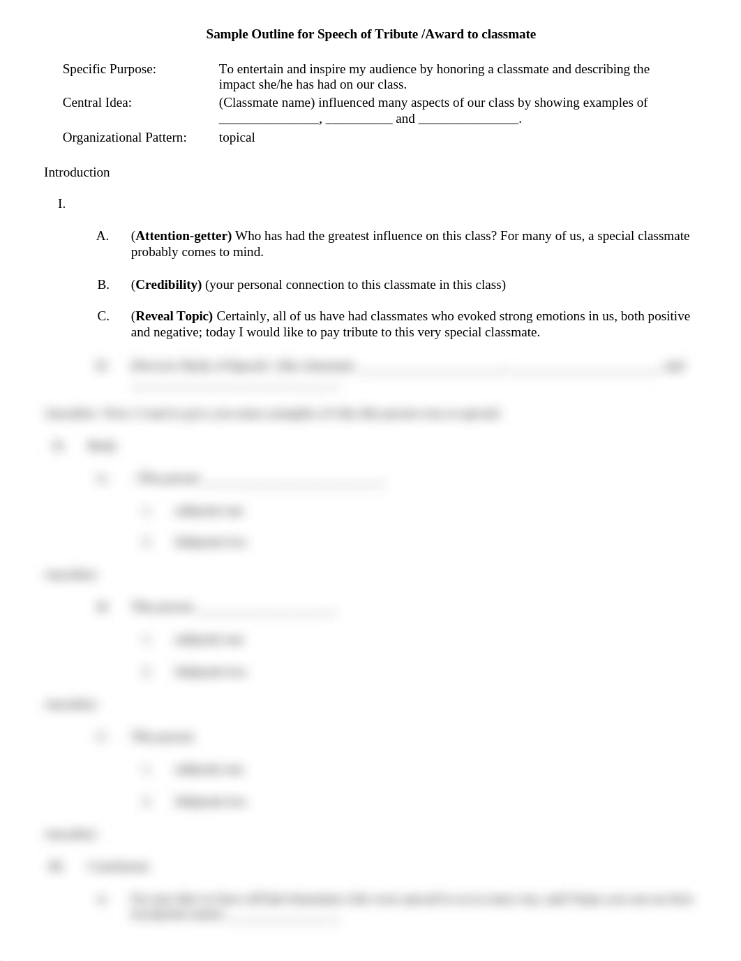 Sample Outline for Speech of Tribute to classmate 16_d5ekkfsciou_page1
