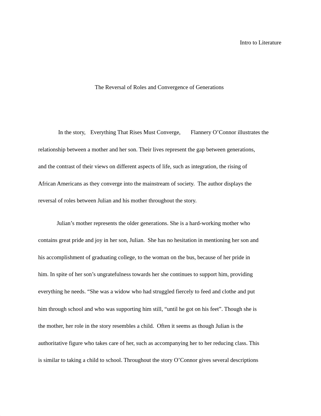 Intro To Lit Essay - Everything That Rises Must Converge_d5eubzgspae_page1