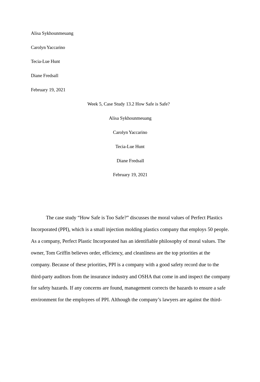 Week 5 Case Study 13.2 How Safe is Safe Rough Draft (1).docx_d5gsct42y56_page1