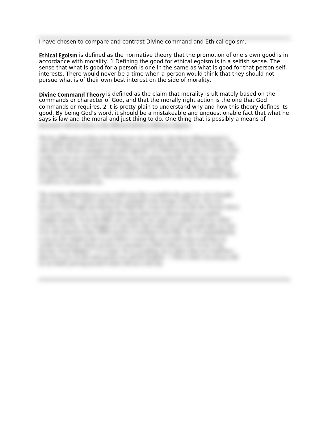 I have chosen to compare and contrast Divine command and Ethical egoism.docx_d5hq1talbmq_page1