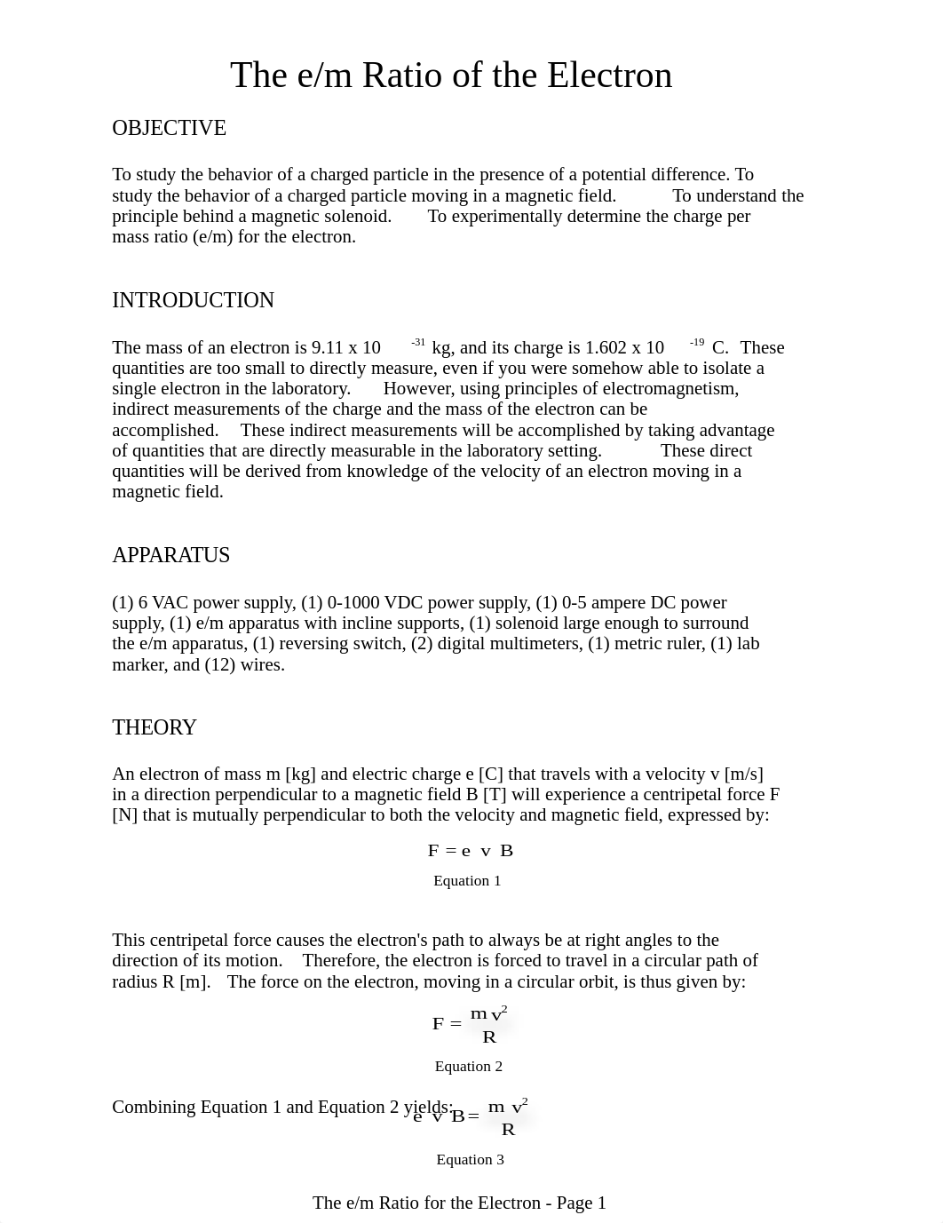 The e-m Ratio of the Electron - Spring 2008.doc_d5hzevx38p4_page1