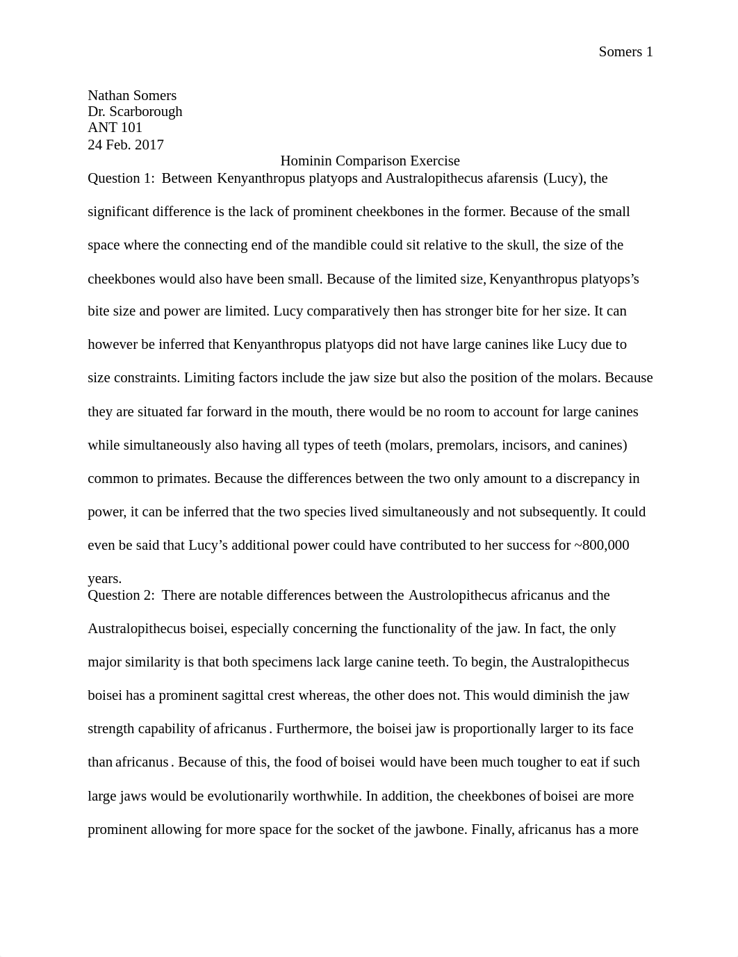 Physical Anthropology Hominin Comparison.docx_d5iraujmdfk_page1