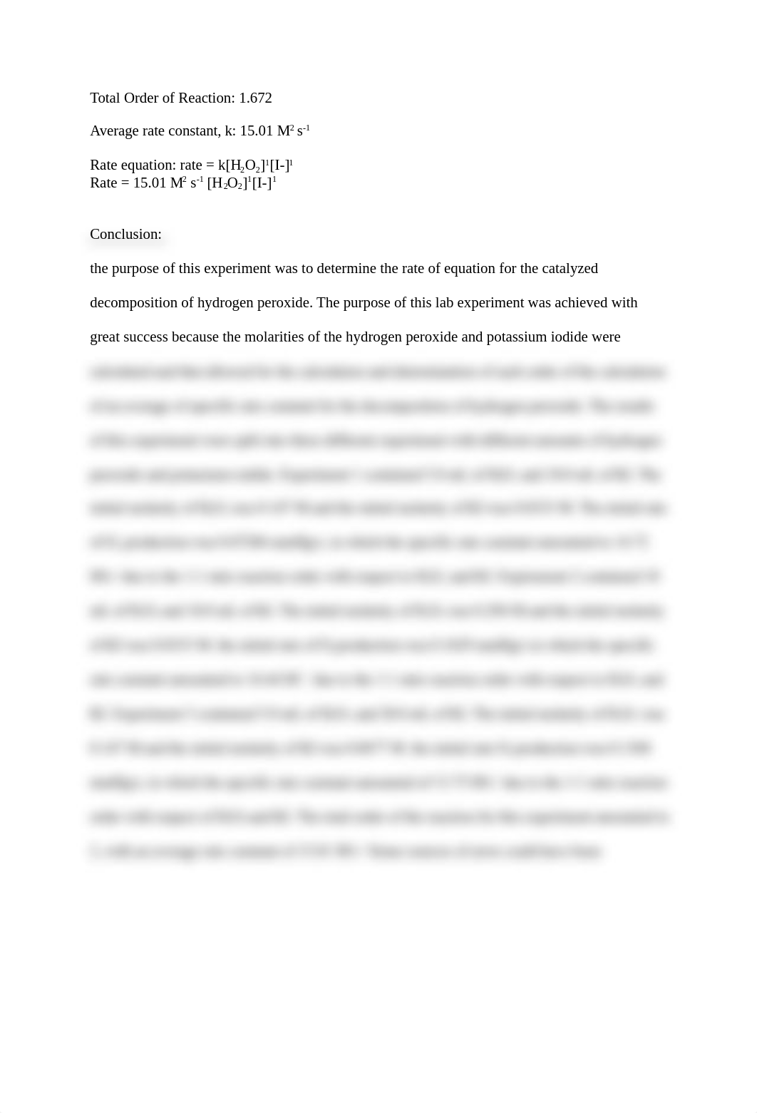 Chemistry 111 Lab 5; Chemical Kinetics of Hydrogen Peroxide Decomposition .docx_d5izofbx5jy_page4