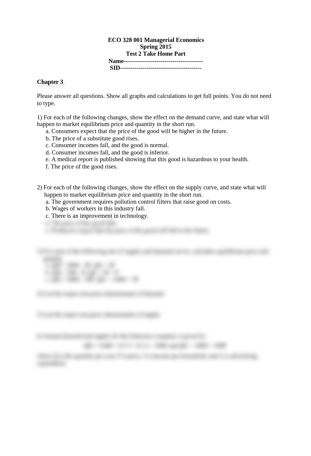 ECO 328 001 Managerial Economics Test 2 Spring 2015 Take Home Without Answers v1_d5j2y92ep6x_page1