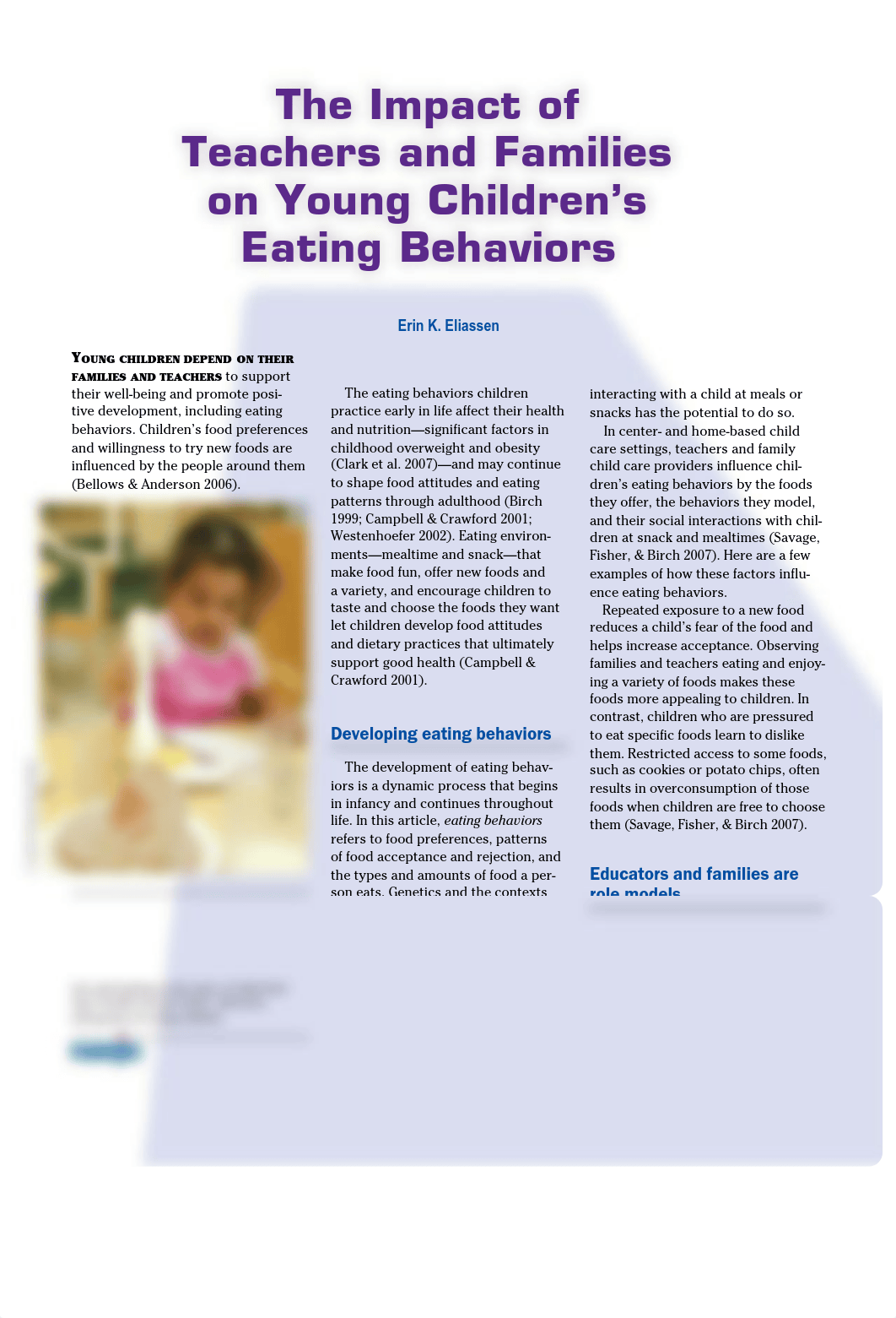 Artcl The Impact of Teachers & Families on the Eating Behaviors of YC, Eliassen_0-1.pdf_d5j61d2gnuo_page1