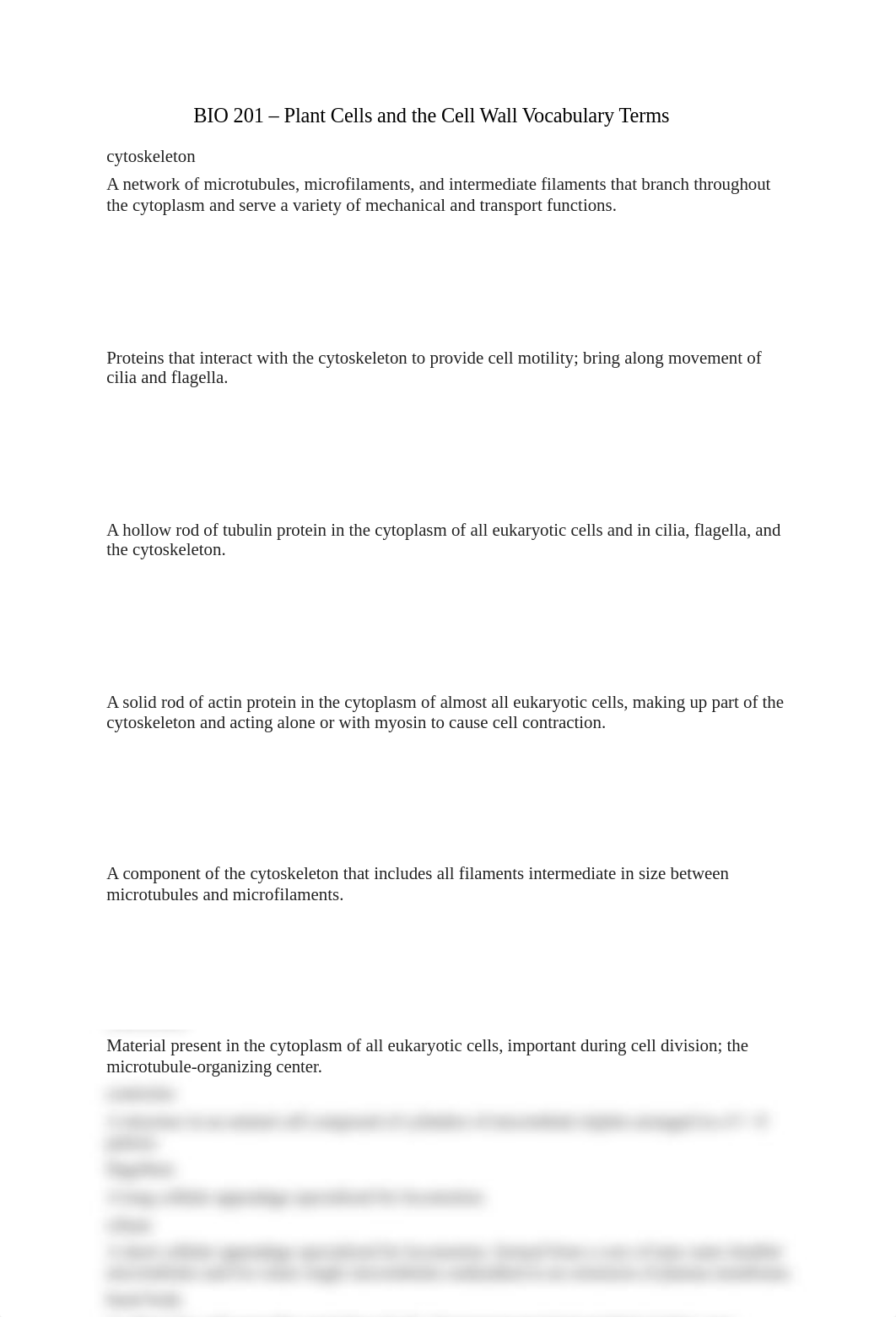 BIO 201 - Plant Cells and the Cell Wall Vocabulary Terms_d5j96fdjyrj_page1