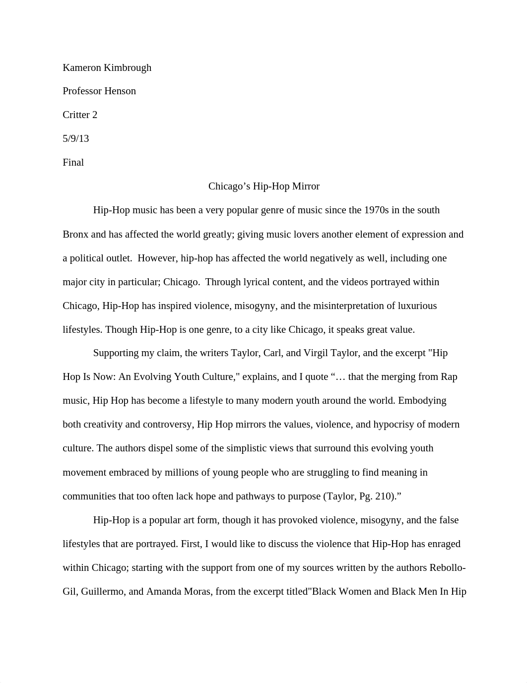 Essay on how Hip Hop Influenced Chicago_d5jm7e9sovu_page1